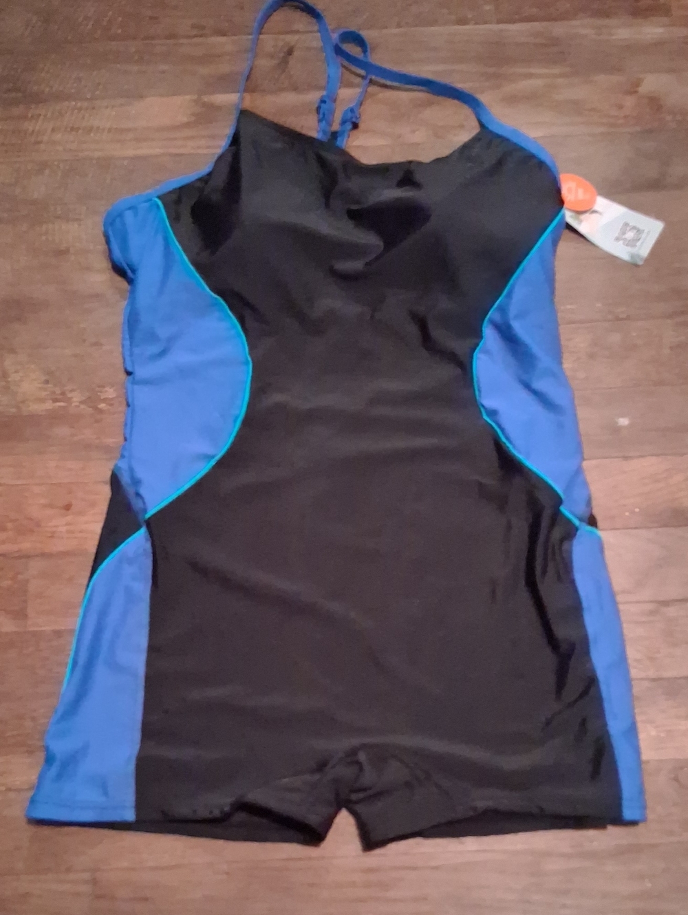 Kids Black & Blue One-Piece Swim Suit by